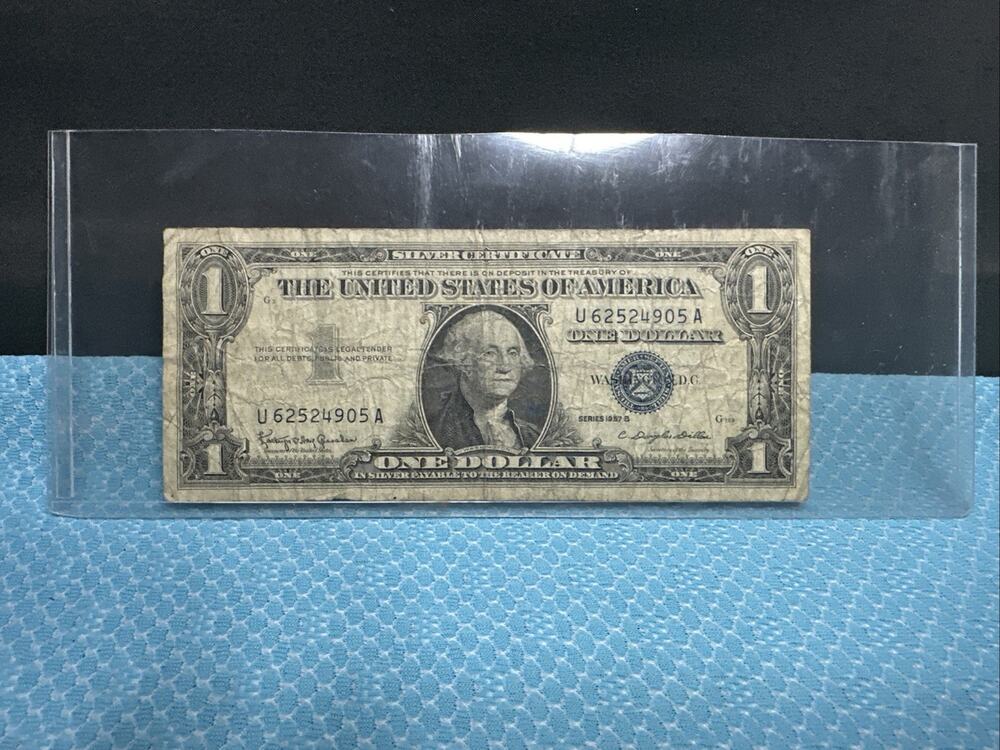 US $1 Silver Certificate Banknote Series 1957B Blue Seal, Circulated